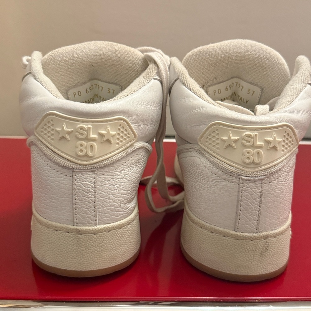 Saint Laurent White Lace-Up High-Tops - Picture 3 of 5